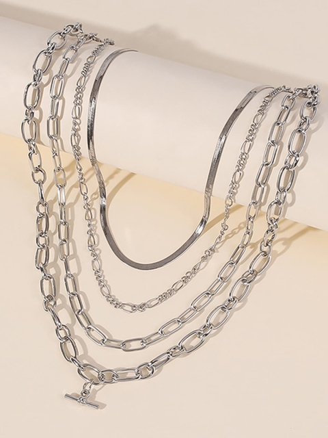 Bellofox Silver-Toned Alloy Layered Necklace