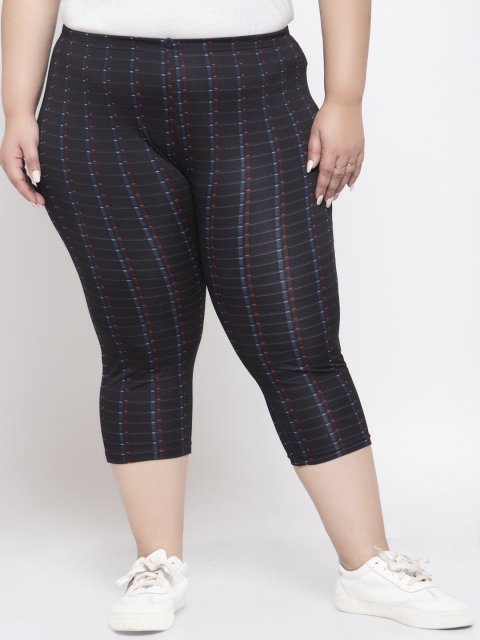 plusS Women Black Printed Regular Fit Capris