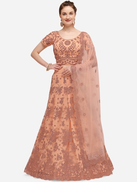 NAKKASHI Peach-Coloured & Brown Embellished Semi-Stitched Lehenga & Blouse with Dupatta
NAKKASHI Peach-Coloured & Brown Embellished Semi-Stitched Lehenga & Blouse with Dupatta