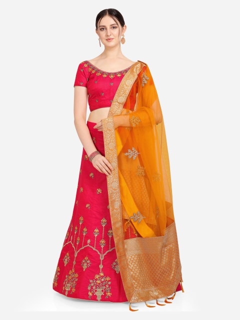 Stylee LIFESTYLE Magenta & Gold-Toned Embellished Semi-Stitched Lehenga & Unstitched Blouse with Dupatta
Stylee LIFESTYLE Magenta & Gold-Toned Embellished Semi-Stitched Lehenga & Unstitched Blouse with Dupatta
