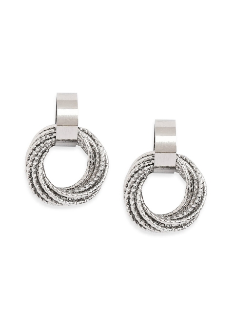 ToniQ Grey Knotted Stud Earrings