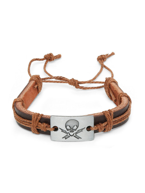 OOMPH Men Brown & Silver-Toned Leather Handcrafted Wraparound Bracelet 
OOMPH Men Brown & Silver-Toned Leather Handcrafted Wraparound Bracelet