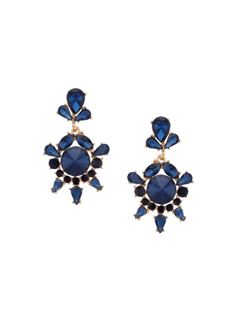 Globus Gold-Toned & Blue Contemporary Drop Earrings