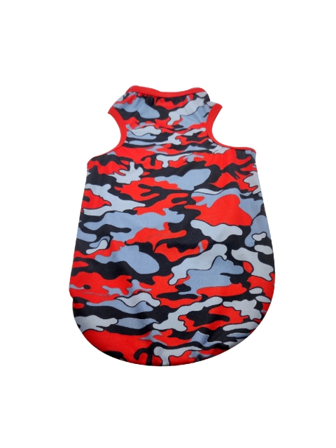 PETS EMPIRE Red & Grey Camouflage Printed Summer Dog T-Shirt