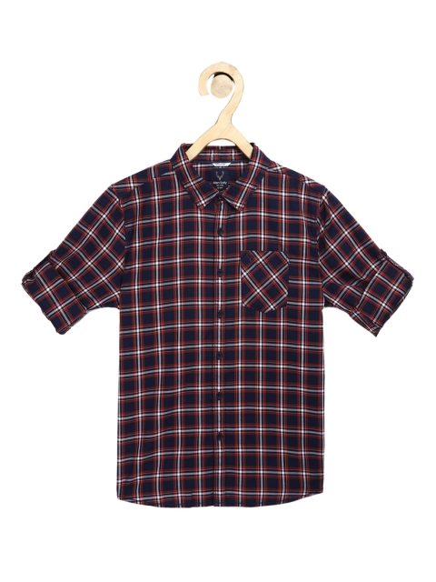 Allen Solly Junior Boys Navy Blue Regular Fit Checked Casual Shirt