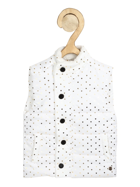 Allen Solly Junior Girls White & Black Printed Padded Jacket
