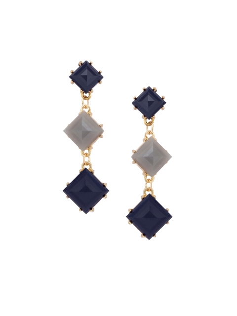Globus Grey & Navy Blue Geometric Drop Earrings