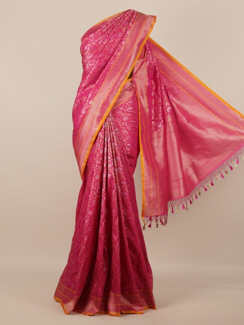 Pothys Magenta & Gold-Toned Pure Silk Woven Design Banarasi Saree With Tasseled Pallu
Pothys Magenta & Gold-Toned Pure Silk Woven Design Banarasi Saree With Tasseled Pallu