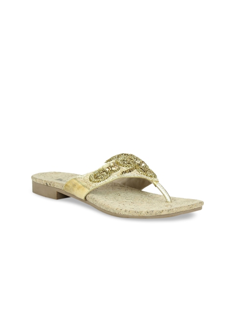 Inc 5 Women Gold-Toned Embellished Block Heels