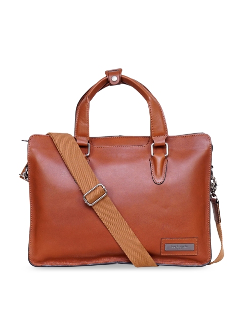 Justanned Men Tan & Silver-Toned Solid Laptop Bag