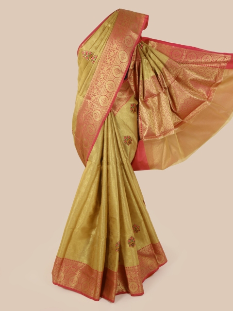 Pothys Cream-Coloured Woven Design Tanchoi Kora Art Silk Saree