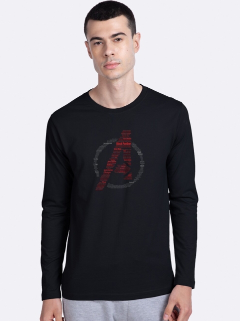 Bewakoof Men Black Avengers Printed Round Neck T-shirt
