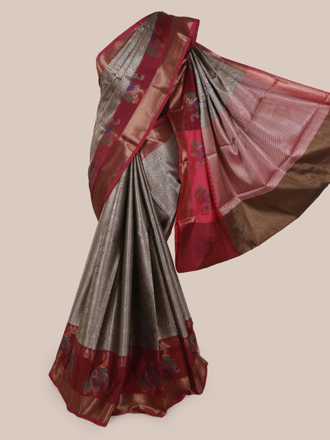 Pothys Grey & Maroon Art Silk Woven Design Saree 
Pothys Grey & Maroon Art Silk Woven Design Saree