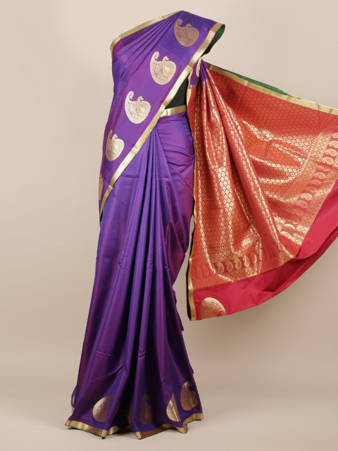 Pothys Blue & Gold-Toned Art Silk Woven Design Saree