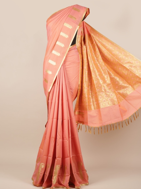 Pothys Peach-Coloured Solid Art Silk Saree