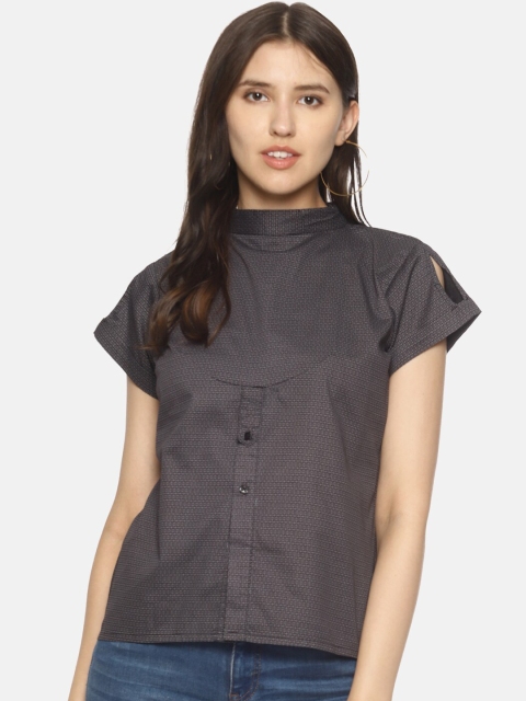 COUPER & COLL Grey Pure Cotton Shirt Style Top