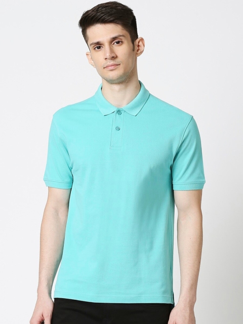 Bewakoof Men Green Solid Polo Collar T-shirt