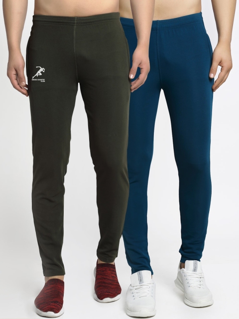 GRACIT Men Pack Of 2 Solid Dry-fit Track Pants, Blue