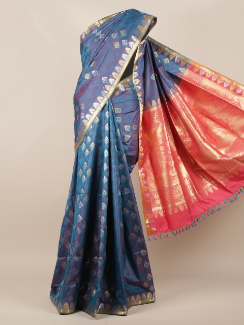 Pothys Blue Woven Design Art Silk Saree