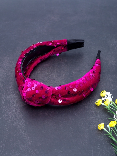 Golden Peacock Magenta Embellished Hairband
