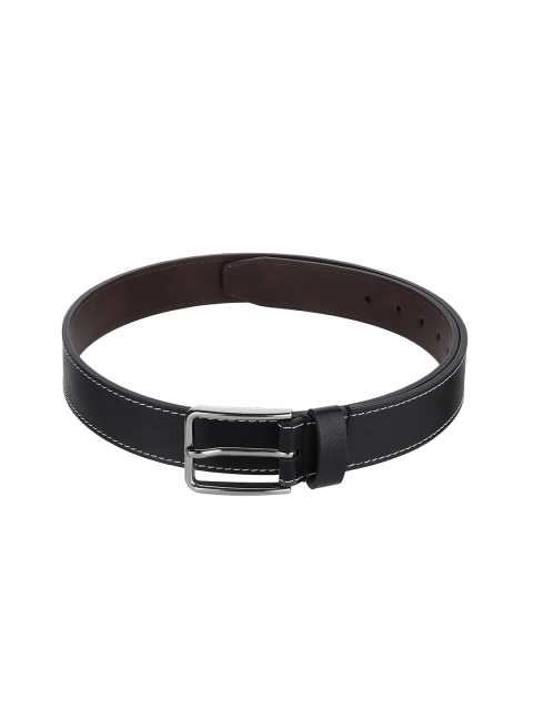Calligraphy Men Black Solid Leather Belt