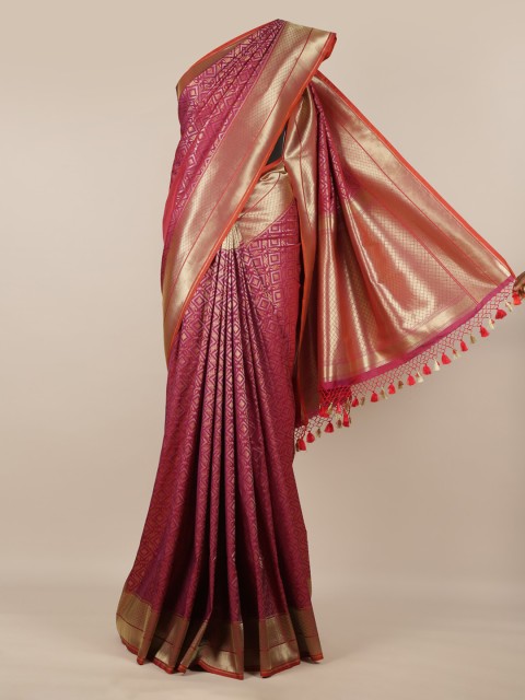 Pothys Burgundy & Gold-Toned Pure Silk Woven Design Banarasi Saree With Tasseled Pallu
Pothys Burgundy & Gold-Toned Pure Silk Woven Design Banarasi Saree With Tasseled Pallu