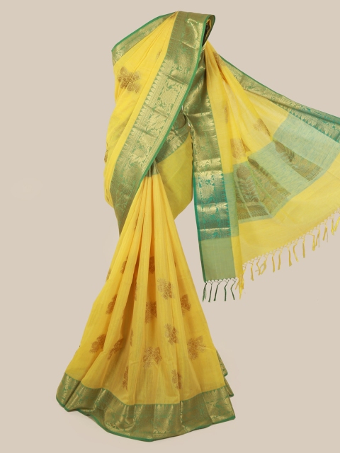 Pothys Yellow Woven Design Cotton Blend Saree