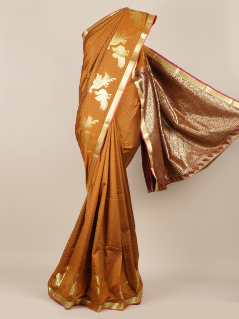 Pothys Mustard Solid Art Silk Saree