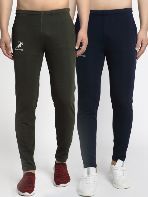 GRACIT Men Pack Of 2 Solid Dry-Fit Track Pants, Navy blue