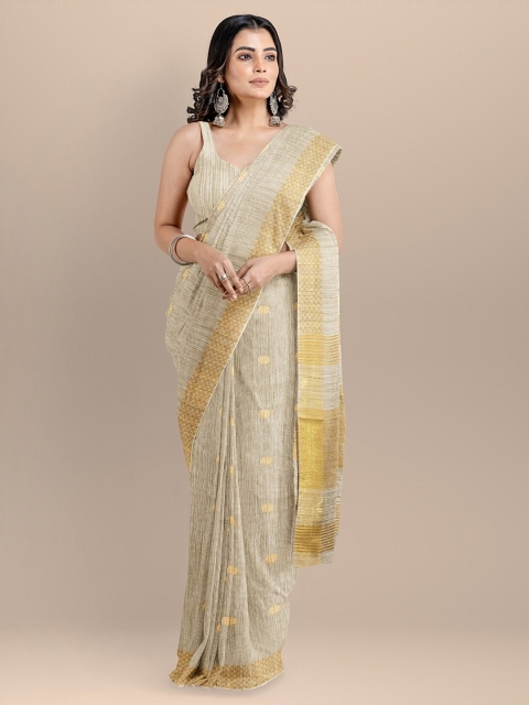 BharatSthali Beige & Gold-Coloured Silk Cotton Woven Design Mangalagiri Handloom Saree
BharatSthali Beige & Gold-Coloured Silk Cotton Woven Design Mangalagiri Handloom Saree