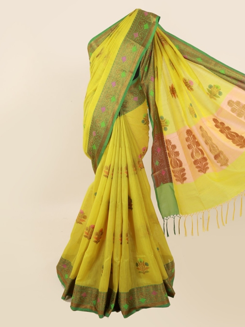 Pothys Yellow Woven Design Cotton Blend Saree