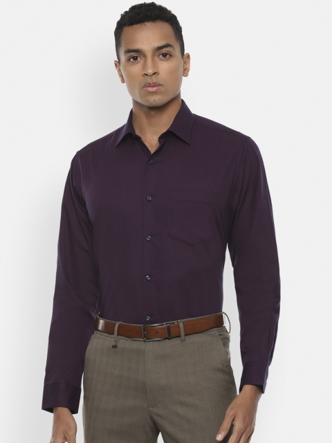 Van Heusen Men Purple Regular Fit Solid Casual Shirt