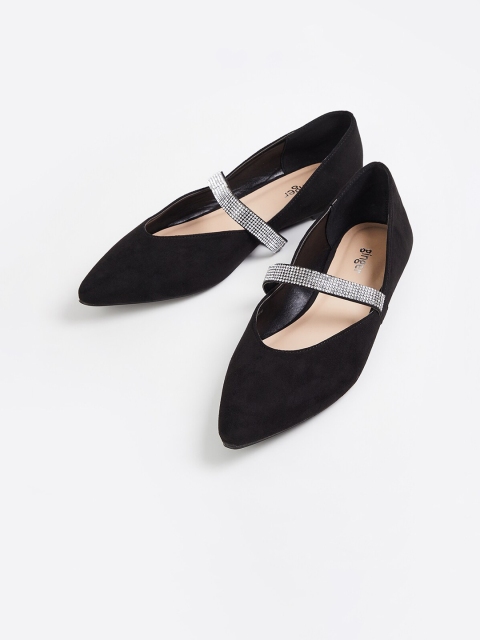 Ginger by Lifestyle Women Black Embellished PU Ballerinas
