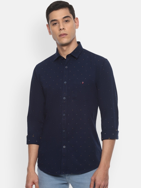 Louis Philippe Sport Men Navy Blue Slim Fit Printed Casual Shirt