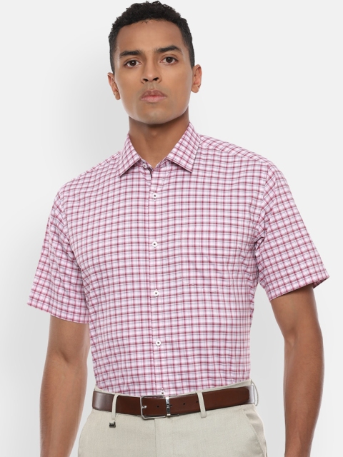 Van Heusen Men Red Regular Fit Checked Casual Shirt