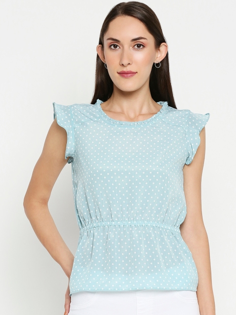 Kraus Jeans Blue Printed Cinched Waist Top