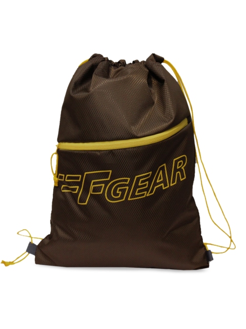 F Gear Unisex Brown & Yellow Brand Logo Backpack