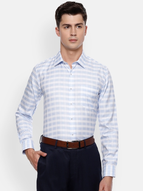 Van Heusen Men White Slim Fit Checked Casual Shirt