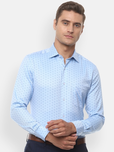 Louis Philippe Men Blue Regular Fit Printed Formal Shirt