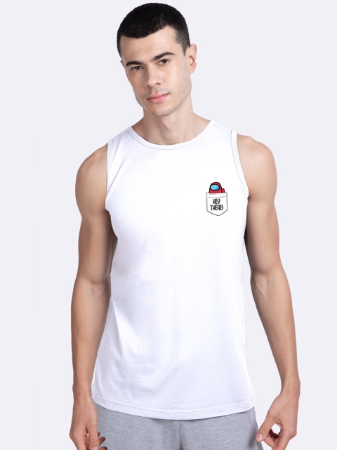 Bewakoof Men White Solid Cotton Innerwear Vest