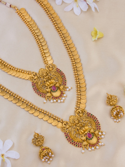 Alankruthi Gold-Plated Stone-Studded Temple Jewellery Set
