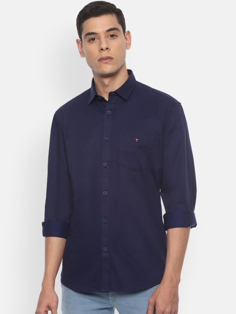 Louis Philippe Sport Men Navy Blue Slim Fit Solid Casual Shirt