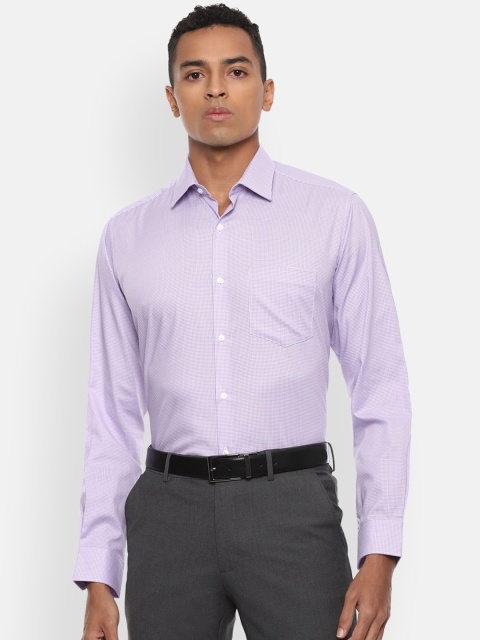 Van Heusen Men Lavender & White Regular Fit Printed Casual Shirt