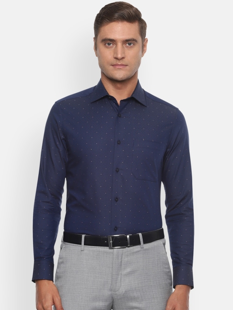 Louis Philippe Men Navy Blue Regular Fit Self Design Casual Shirt