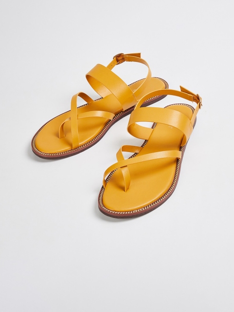 Ginger by Lifestyle Women Mustard Yellow Solid Open Toe Flats