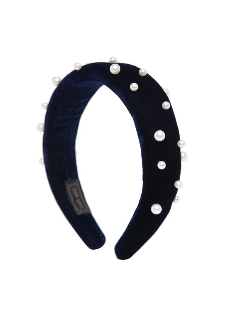 YouBella Navy Blue Pearl Studded Hair Band