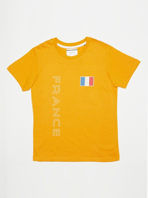 Octave Boys Yellow Printed Round Neck T-shirt