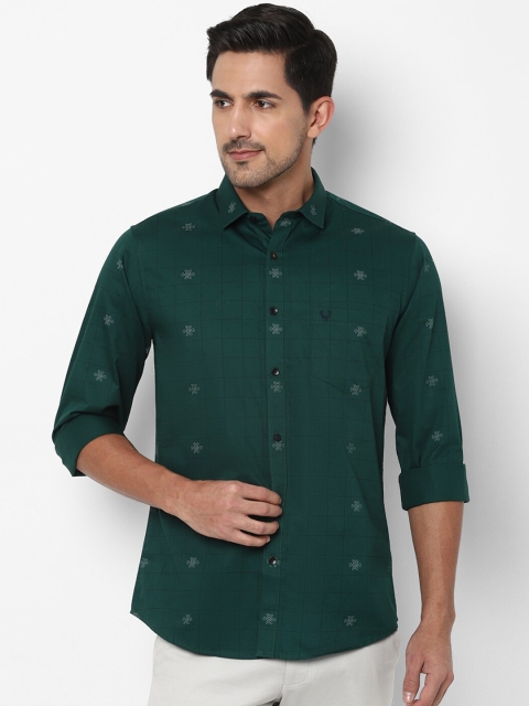 Allen Solly Men Green Slim Fit Printed Cotton Casual Shirt