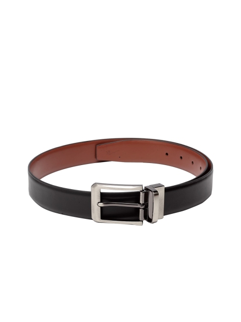 Teakwood Leathers Men Black & Brown Reversible Textured Leather Belt