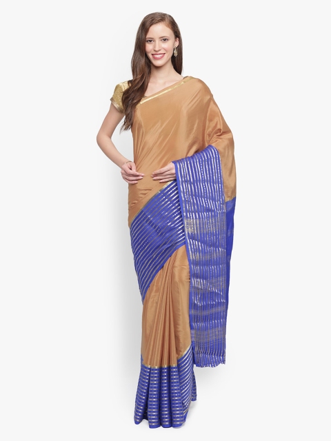 Sudarshan Silks Beige Pure Silk Solid Mysore Silk Saree